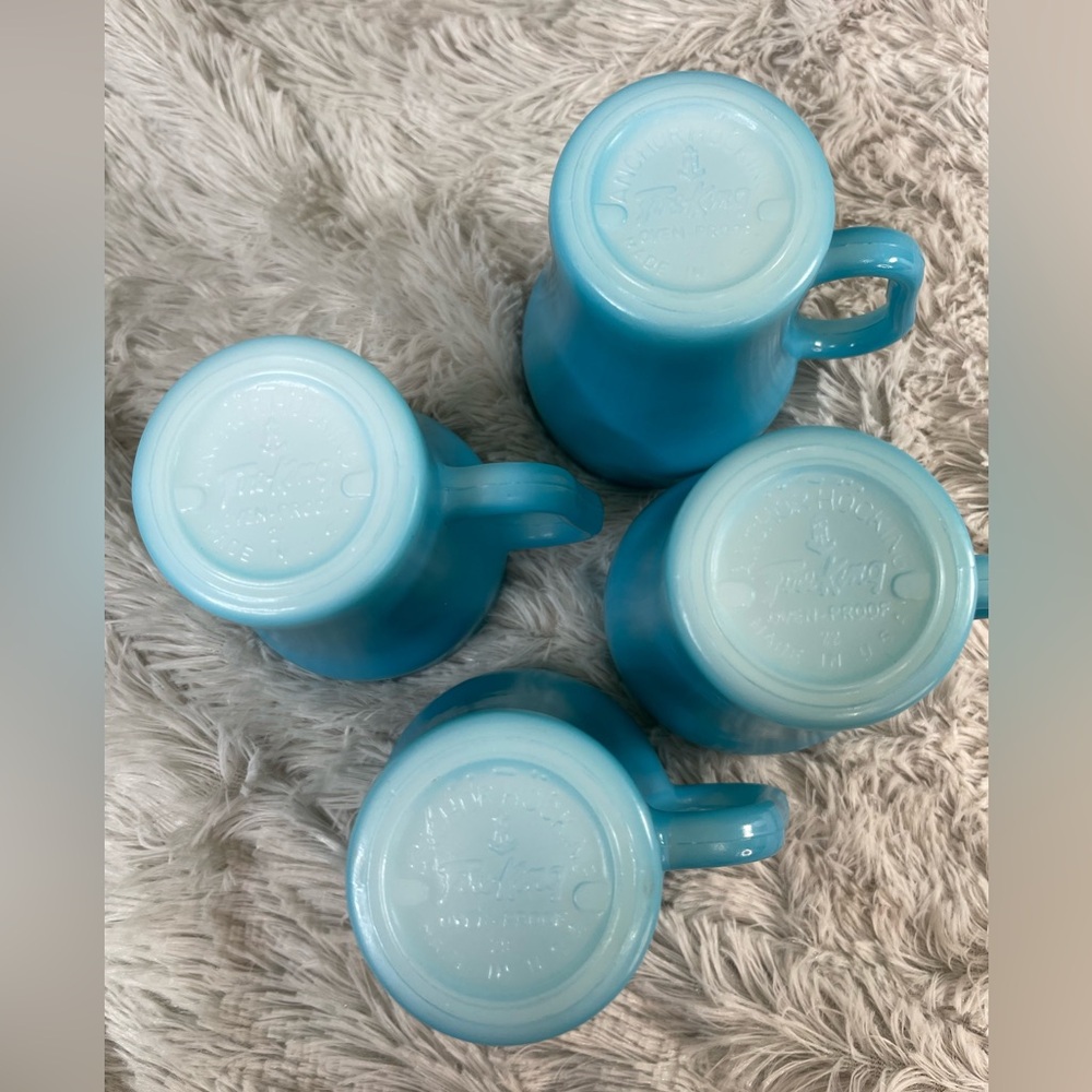 ⭐️Fire King Anchor Hocking Bonnie Blue Soda Mugs Vintage Great Condition - Picture 4 of 9